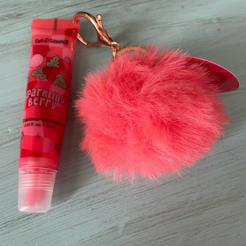 Ulta Sparkling Berry Lip Balm & Pink Fluffy Keychain (NWT)